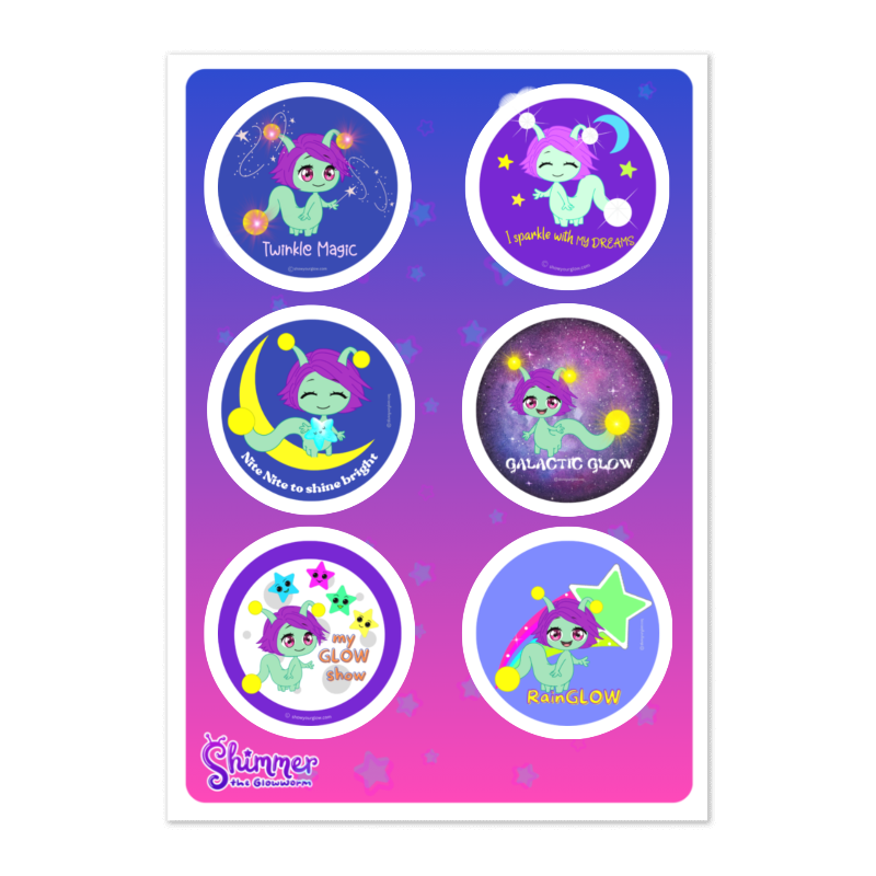 Shimmer night night sticker sheet